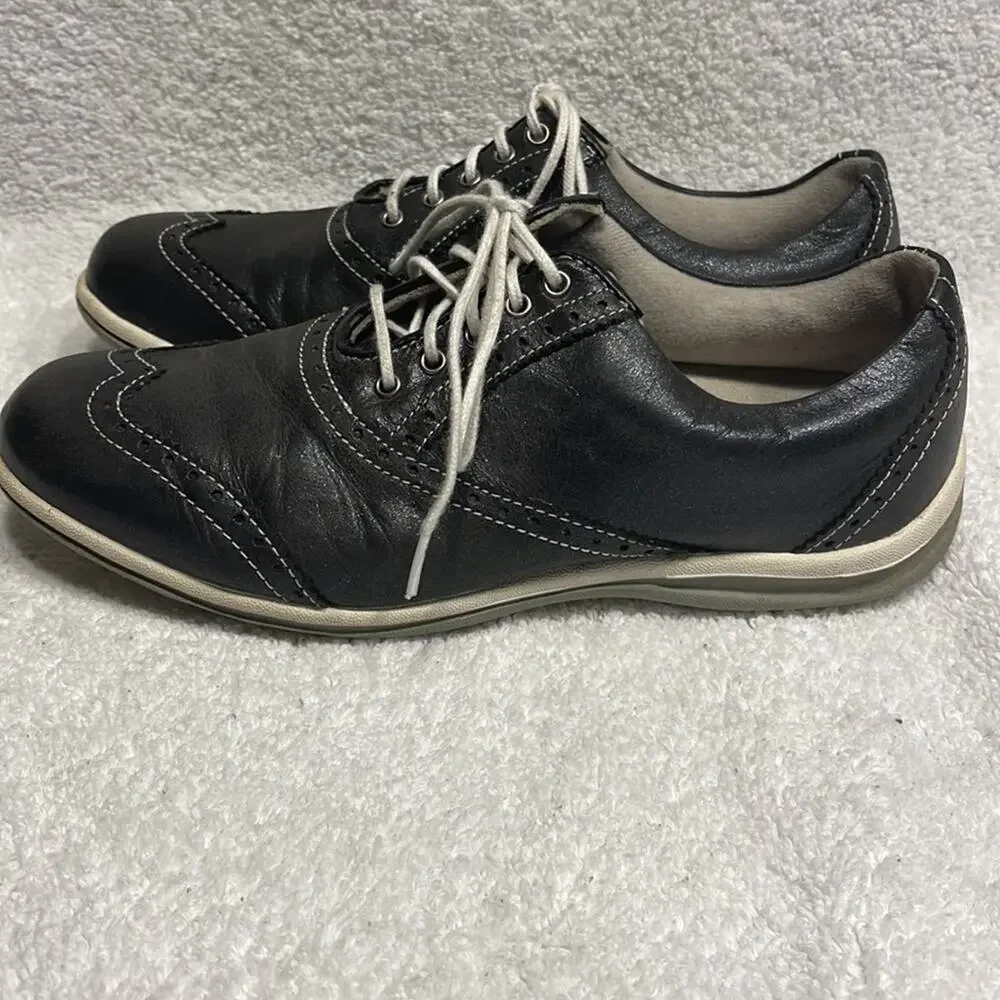 Footjoy Women’s Black Golf Oxford Shoes LoPro Wing Tip Lace Up Sz 6.5 Sport